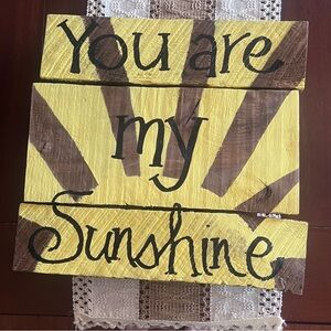 You Are My Sunshine Wall Plaque - Yellow & Brown Home Decor